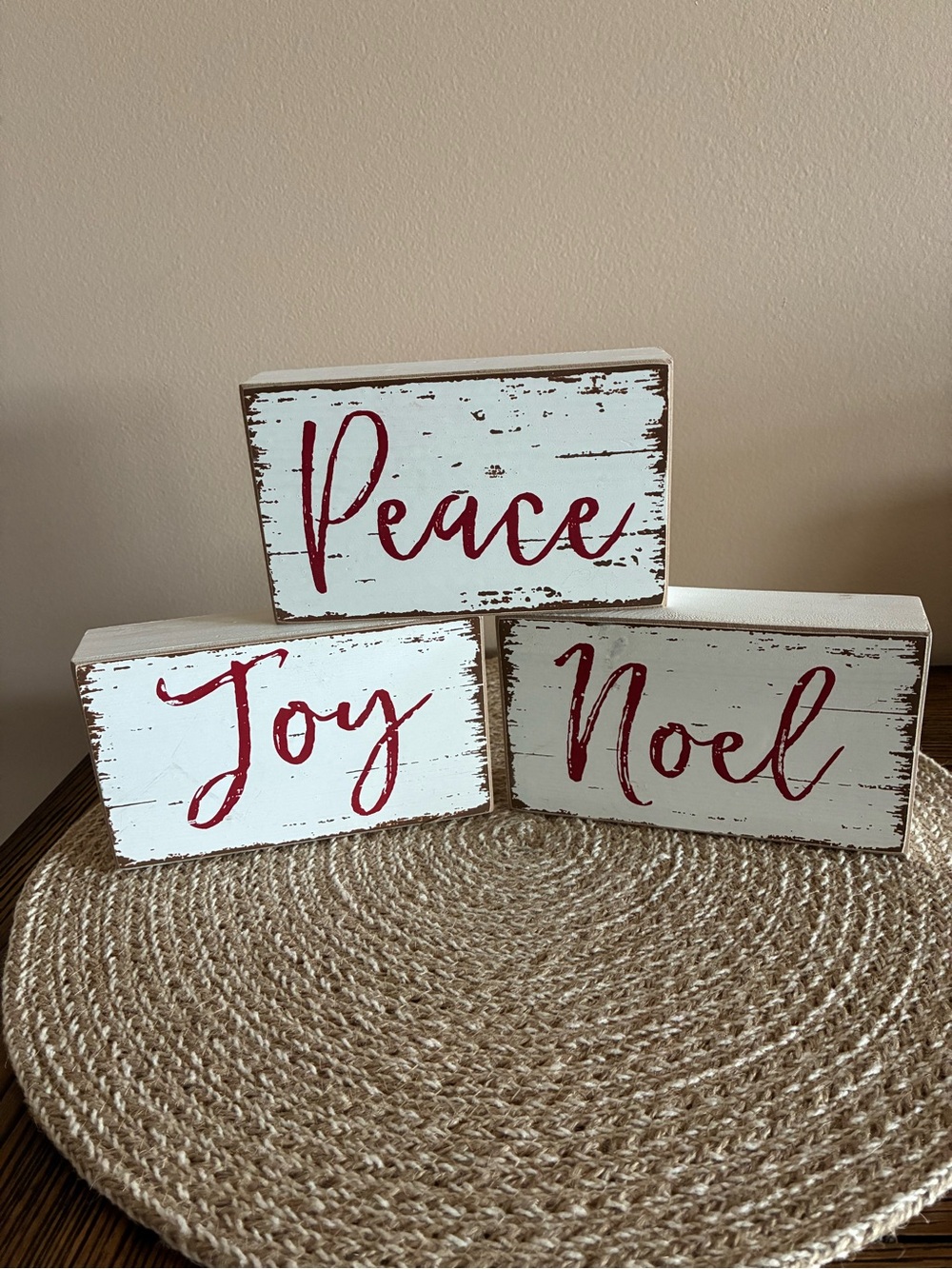 Hobby Lobby White and Red Holiday Word Block Set (Peace, Joy, Noel)